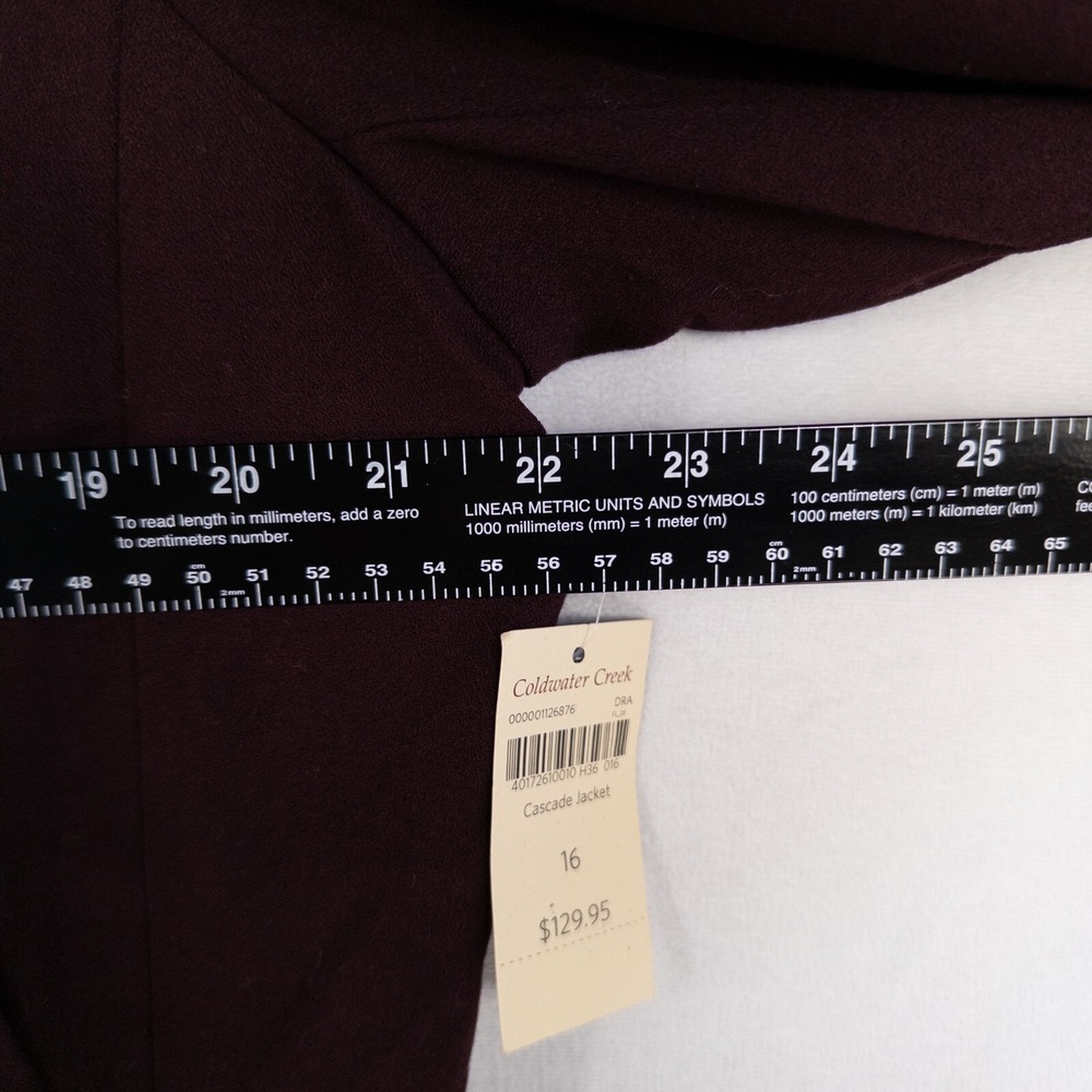 Coldwater Creek Blazer Womens 16 Red Burgundy Cascade Jacket Open Front Stretch - Picture 5 of 8